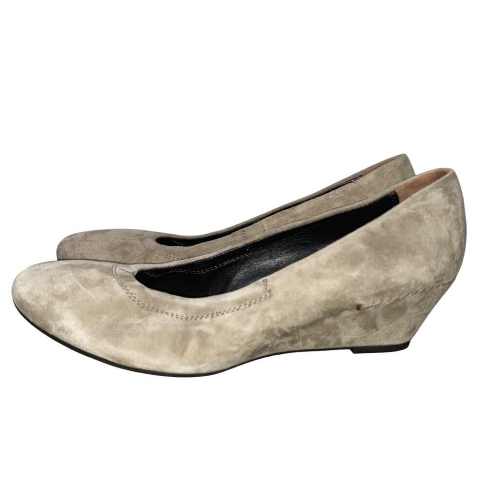 Paul Green Womens Suede leather Wedge Pumps Taupe US Size 8 business casual lux